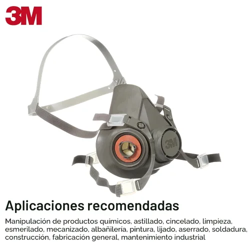 Miniatura 5 de 3M Respirador reutilizable de media cara 6100, NIOSH, arnés de cuatro puntos, ajuste cómodo, compatible con aire suministrado de doble línea aérea