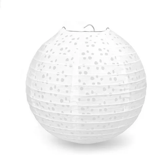 Paquete de 12 linternas de papel blanco decorativas chinas, japonesas, colgantes, decoración de fiesta, lámparas huecas redondas de 8 pulgadas para