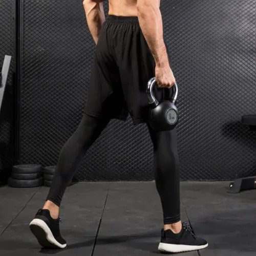 Miniatura 8 de TOPTIE - Pantalones cortos activos para correr 2 en 1 para hombre, mallas de baloncesto