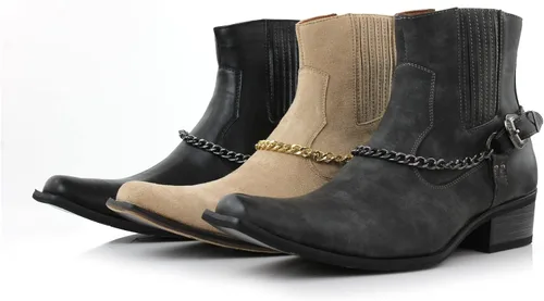 Miniatura 9 de Ferro Aldo Alejandro MFA606326 - Botas de vestir de espuma viscoelástica para hombre, estilo casual, con hebilla de alta occidental, botas de vestir