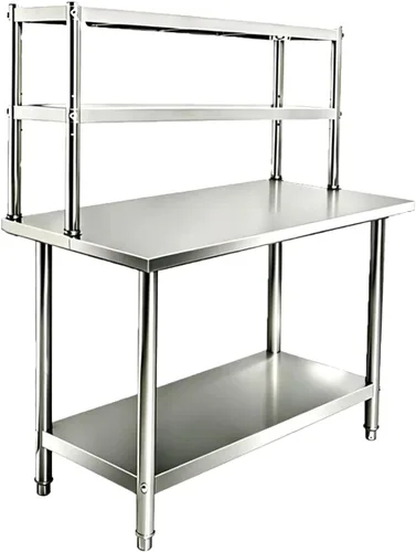 Miniatura 7 de KUARBARR Estante de encimera de acero inoxidable, estante de cocina de metal de 12 x 30 pulgadas, 2 niveles, estantes de acero inoxidable ajustables