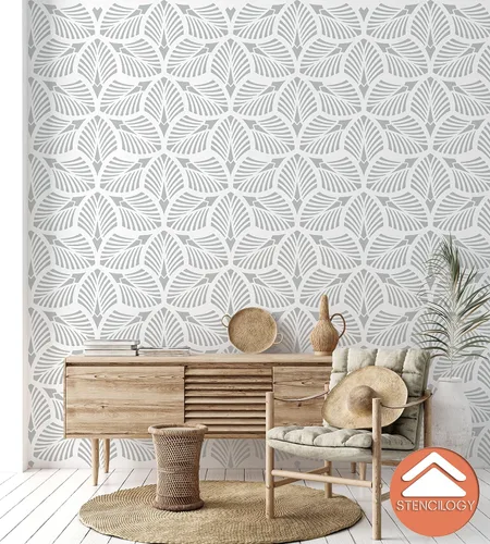 Miniatura 4 de STENCILOGY® / Danubio - Plantilla de pared XL de 23 "x 38", hoja de palma, plantillas de pared grandes para pintura, plantilla de pared floral grande