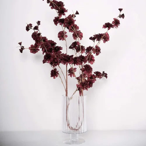 Miniatura 6 de Efavormart - 2 ramas – 42 pulgadas en aerosol de flores de clavel burdeos, ramo de flores de seda – perfecto para mesa, banquete, ceremonias