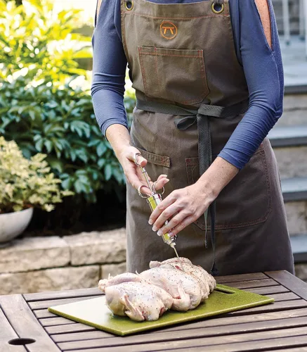 Miniatura 4 de Delantal de parrilla y cocina Outset, delantal de lona con espalda cruzada y bolsillos, 27" x 30