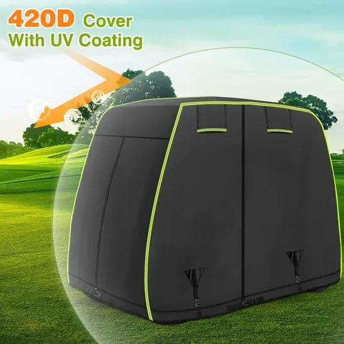 Miniatura 6 de Funda para carrito de golf de 2/4 pasajeros para EZGO, Club Car, Yamaha con tiras reflectantes, protección para todo tipo de clima, impermeable, a