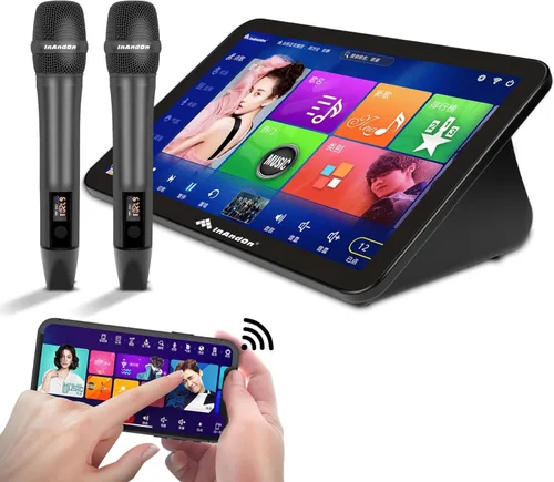 Inandon Nueva máquina de karaoke 2023, pantalla táctil de 15.6 control de aplicación de teléfono, descarga gratuita en la nube, sistema de karaoke