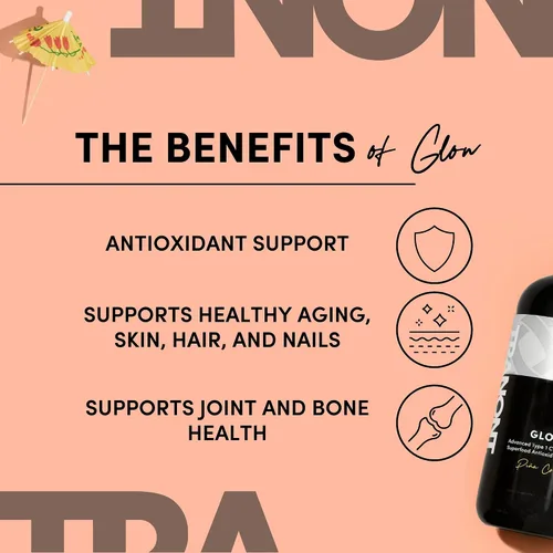 Miniatura 2 de Tranont Glow Piña Colada Paquete de 2 Colágeno tipo 1 con soporte antioxidante superalimento para cabello, piel, uñas y articulaciones