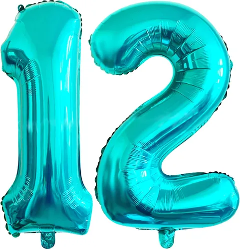 Miniatura 6 de Globo de 40 pulgadas, color azul turquesa número 2, globos de helio de Mylar de papel de aluminio de dígitos de gran tamaño para baby shower, fiesta