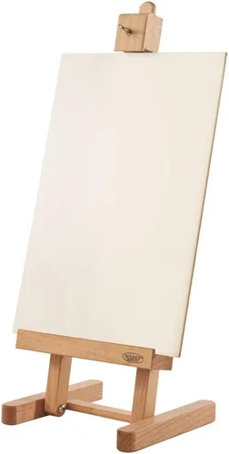 Miniatura 3 de Mabef Caballete de mesa M/16, caballete de escritorio en miniatura de madera de haya engrasada con altura y ángulo de lona ajustables, peso ligero