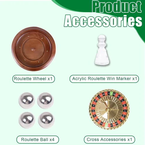 Miniatura 3 de Extguds Rueda de ruleta de madera de 16 pulgadas, ruleta de madera maciza hecha a mano estilo casino con 4 bolas de ruleta de metal para adultos