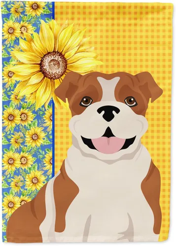 Miniatura 294 de Caroline's Treasures WDK5331CHF - Bandera de verano con diseño de girasoles rojos y blancos, manga grande, para porche, para colgar en la pared
