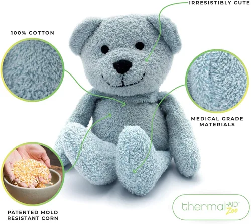 Miniatura 3 de Thermal-Aid (Buckley The Blue Bear) - Almohadilla térmica lavable y bolsa de hielo - Paquete de felpa caliente/frío con relleno de maíz natural