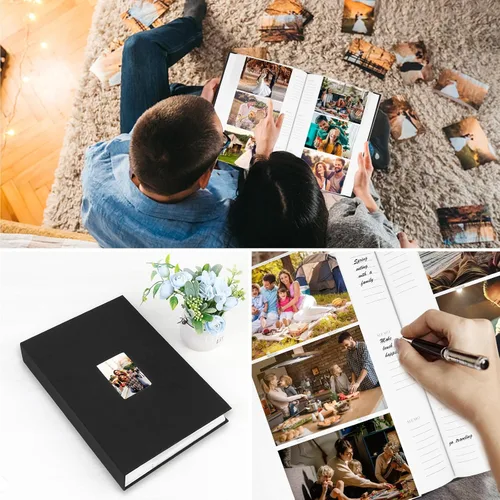 Miniatura 7 de Álbum de fotos de 4 x 6 pulgadas, 360 fotos, cubierta de marco de lino con áreas de notas, libro de fotos de 4 x 6 con espacio de escritura
