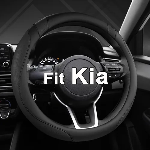 West Llama Funda personalizada para volante de automóvil para Kia Sportage Sorento Spectra Forte de 14.5-15 pulgadas (negro, tamaño estándar)
