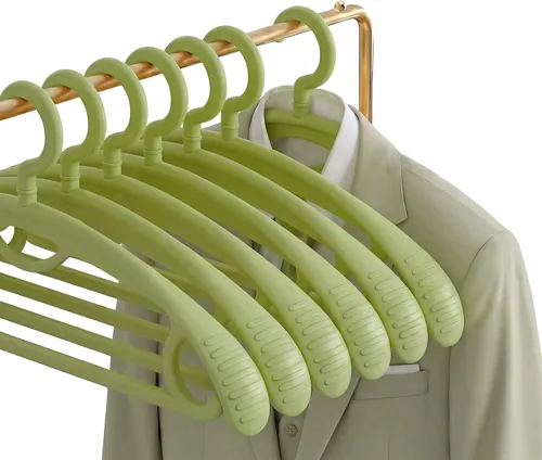 Miniatura 11 de Percha de plástico para ropa, extra gruesa de plástico con hombro ancho para adultos, rotación de 360 grados, antideslizante, percha estándar