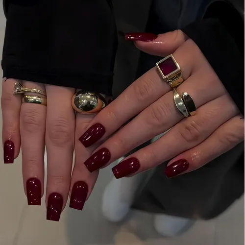 Miniatura 12 de Uñas postizas a presión color rosa bebé, uñas postizas cuadradas medianas con pegamento en uñas de longitud media, uñas acrílicas cortas