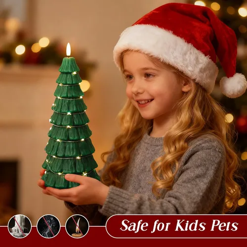 Miniatura 5 de Velas de Árbol de Navidad con Control Remoto, Velas Navideñas Sin Llama con Cadena de Estrellas de Hadas Incorporadas, Velas Operadas por Batería