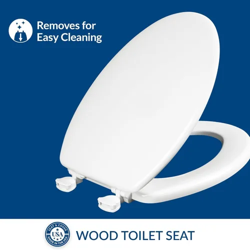 Miniatura 16 de Mayfair 44EC 000 asiento para retrete moldeado de madera con bisagras, fácil de limpiar y recambiar, 44ECA 000, 0 volts