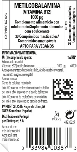 Miniatura 7 de Metilcobalamina (vitamina B12) 1000 mcg Solgar 30 pepita