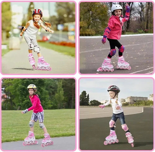 Miniatura 6 de Pink Kids Inline Skates for Girls with Full Wheels Illuminating, Adjuatable Mens and Womens Roller Skates Blades for Beginner in Outdoor and Indoor