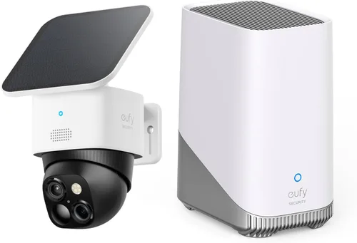 eufy Security SoloCam S340 con HomeBase 3, cámara de seguridad solar, cámara inalámbrica para exteriores, vigilancia de 360°, sin puntos ciegos,
