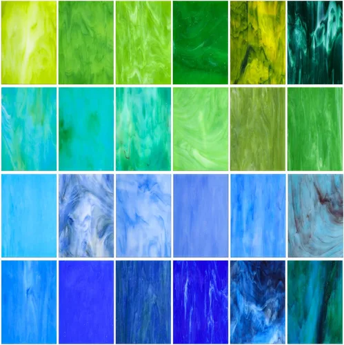 Treela 24 Piezas Láminas de Vidrio Emplomado 4 x 6 Pulgadas Suministros de Vidrio Emplomado Arcoíris para Proyectos de Manualidades Variedad Arte de