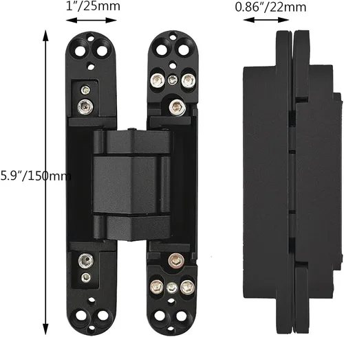 Miniatura 2 de Bisagras invisibles Bisagra de puerta oculta resistente Bisagra oculta 3-D ajustable - Negro -1 par 6"_Negro_Paquete de 2