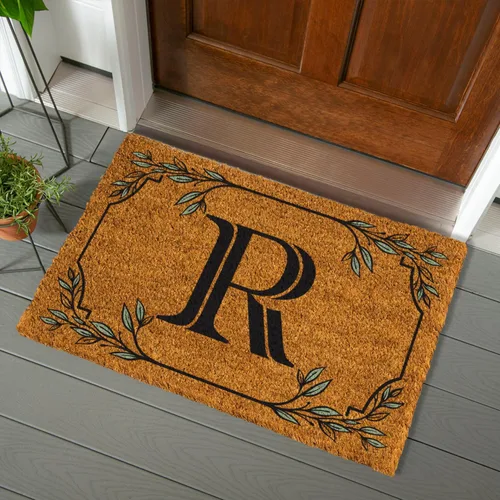 Miniatura 55 de Evergreen Flag Alfombra de puerta de fibra de coco monograma Letra B Alfombra para puerta delantera para interiores y exteriores 71x41 cm
