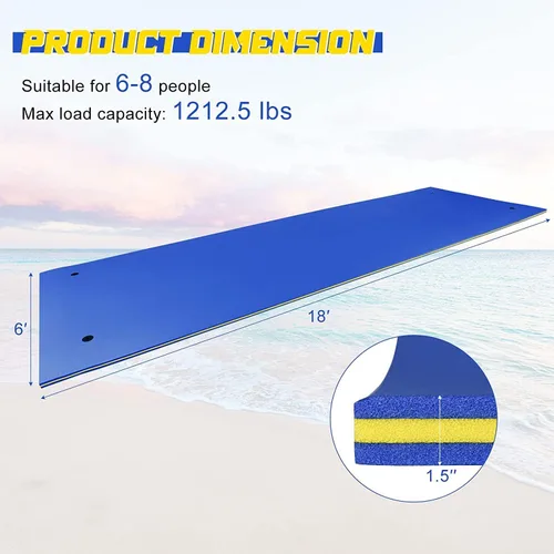 Miniatura 4 de Goplus Almohadilla de agua flotante, almohadilla de lirio para recreación acuática y relajación, alfombrilla flotante de espuma XPE resistente a