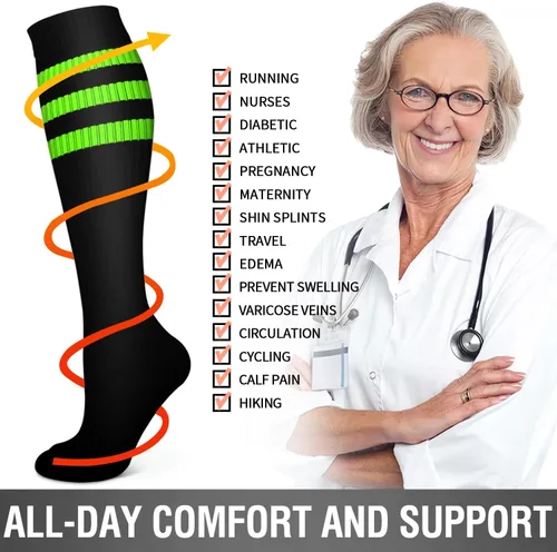 Miniatura 202 de 6 Pack Copper Compression Socks for Women and Men Circulation-Best Support for Medical, Running,Nursing,Athletic