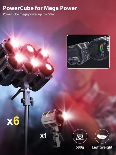 Miniatura 6 de Luz de video, COLBOR CL60R RGB COB Iluminación de salida continua 65W 2700-6500K Luz de estudio LED a todo color CRI97+ TLCI98+ 13 efectos