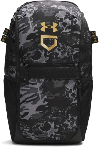 Miniatura 10 de Under Armour Mochila de béisbol para adulto unisex Utility con estampado, Tamaño único (412) Azul marino medianoche/ Oro metálico