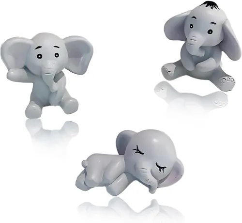 Figuras miniatura de elefante, resina en miniatura, decoración de elefante, lindo adorno para tartas, figuras de animales pequeños, decoraciones de