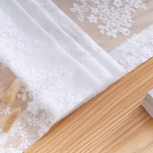 Miniatura 7 de YJ YANJUN - Cortinas de encaje blanco de 84 pulgadas de largo de 2 paneles - Estilo de cabaña chic desgastado de mundo antiguo - Cortinas Blanco