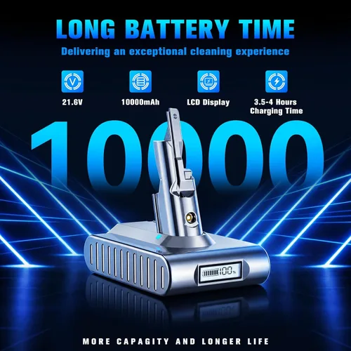 Miniatura 2 de Batería de repuesto mejorada de 10000 mAh 21.6 V 229687 para Dyson V7 batería con pantalla LCD compatible con 225403 SV11 V7 Animal Motorhead