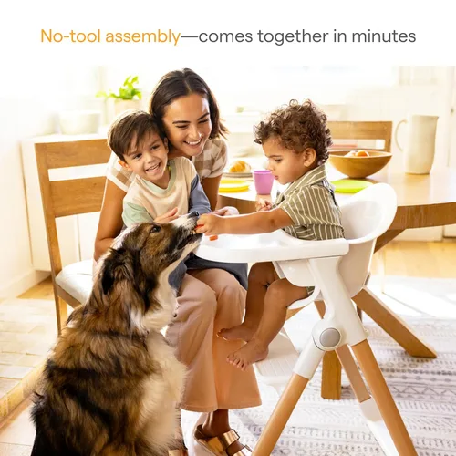 Miniatura 3 de Munchkin Float - Silla alta para bebés y niños pequeños, plegable para un fácil almacenamiento, color blanco con patas de madera