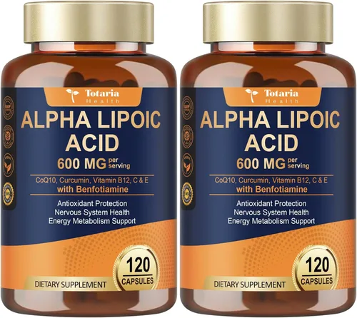 Miniatura 10 de 2 Paquetes de Cápsulas de Suplemento Antioxidante de Ácido Alfa-Lipoico 1000mg para Apoyo a la Neuropatía, Salud de los Nervios, Desintoxicación