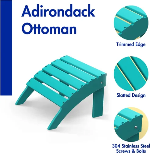 Miniatura 4 de BRIOPAWS Adirondack otomana Plegable Plástico HDPE Reposapiés para exteriores Todo tipo de clima Reposapiés de patio para silla Adirondack