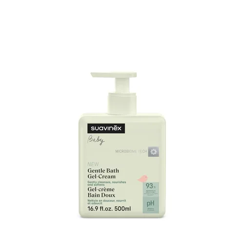 Suavinex Crema de gel de baño suave, gel y champú para baby shower, jabón de bebé sin jabón, sin desgarros, adecuado para pieles sensibles y recién