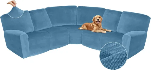 Miniatura 199 de Arfntevss Fundas de sofá seccional reclinable de terciopelo, Funda de sofá seccional de esquina para sofá reclinable, Funda elástica suave