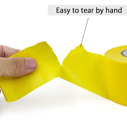 Miniatura 7 de BOMEI PACK Paquete de 4 cintas amarillas para pintores, 2 x 30 yardas, cinta adhesiva de pintura de primera calidad, cinta de papel de liberación