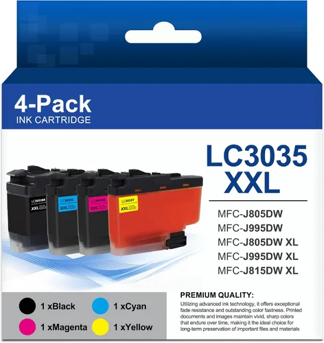 MOLIMER LC3035 BK/C/M/Y - Juego de 4 cartuchos de tinta compatibles con Brother LC3035XXL LC3035BK, LC3035C, LC3035M, LC3035Y Juego de cartuchos de