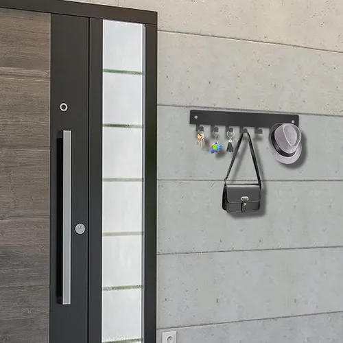 Miniatura 2 de Paquete de 2 soportes para llaves de pared, 10 ganchos para llaves de automóvil para pared, no requiere perforaciones, adhesivo para llavero