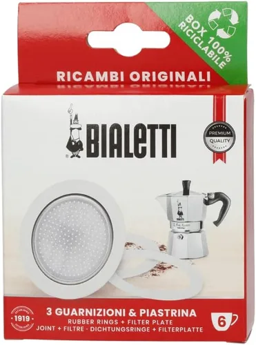 Miniatura 4 de Bialetti Piezas de repuesto, incluye 3 juntas y 1 plato, compatible con Moka Express, Fiammetta, Break, Happy, Dama, Moka Melody, Alpina, Moka Timer