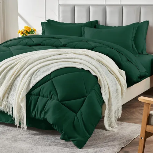Miniatura 309 de CozyLux Juego de edredón tamaño King, color naranja quemado, toda la ropa de cama en una sola bolsa, 7 piezas: edredón, fundas de almohada