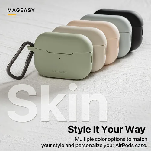 Miniatura 8 de MAGEASY Funda diseñada para estuche de AirPods Pro 2 - Funda protectora a prueba de golpes para AirPods Pro y Pro 2, resistente a las manchas, suave