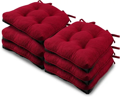 Miniatura 8 de Basic Beyond Paquete de 4 cojines para sillas de comedor, cojines para sillas de comedor con lazos y respaldo antideslizante, 15.5 x 15.5 pulgadas