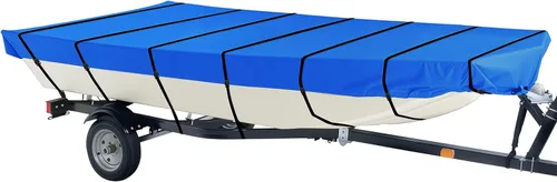 Miniatura 14 de iCOVER Cubierta para bote Jon de 16 pies, lona de poliéster de grado marino resistente al agua, cubierta de amarre anti-UV remolcable, para botes