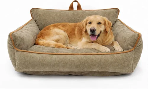 Miniatura 16 de Cama mediana para perro, cama calmante para perros, cama para perros de tamaño mediano, impermeable, M (23.5 x 15.5 x 13.5 pulgadas)