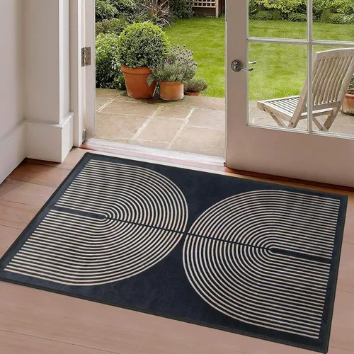 Miniatura 41 de Alfombra a cuadros de 2 x 3 pies, alfombra negra y blanca moderna para entrada interior, alfombra pequeña lavable a cuadros para baño, alfombra